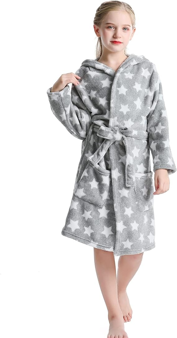 Girls Fleece Robe for Kids 3-14 Years