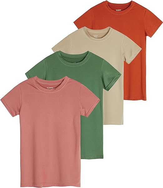 4 Pack: Girls Short Sleeve Crew Neck Active T-Shirt
