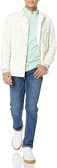 Mint green Men Lightweight French Mock Neck Sweatshirt - Image 2