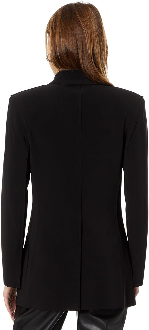 Women Classic Double Breasted Jacket, Black - Image 3