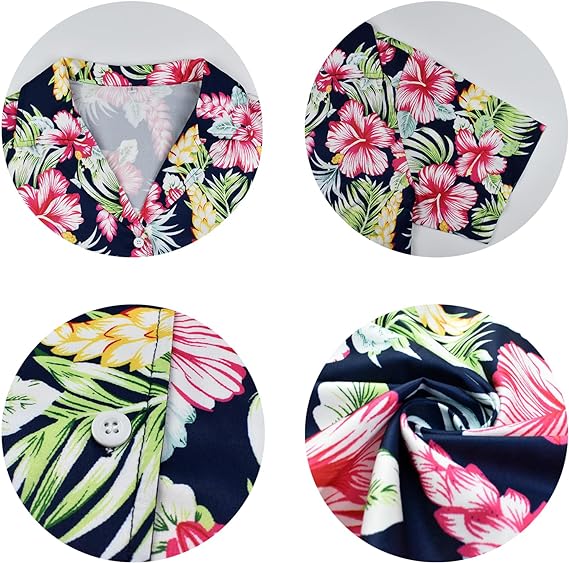 Women Tropical Floral V Neck Button Up Tshirt - Image 5