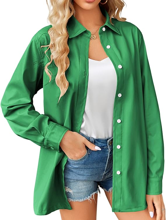 Jacket Women Faux Leather Long Sleeve Coat Button Down Shirt - Image 3
