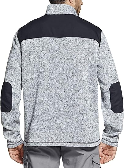 Half Zip Sweater Fleece Heather Grey Winter Warm Sweater - Image 5