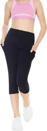 Girls Leggings with Side Pockets Capri Yoga Pants - Image 5