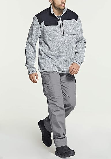 Half Zip Sweater Fleece Heather Grey Winter Warm Sweater - Image 4