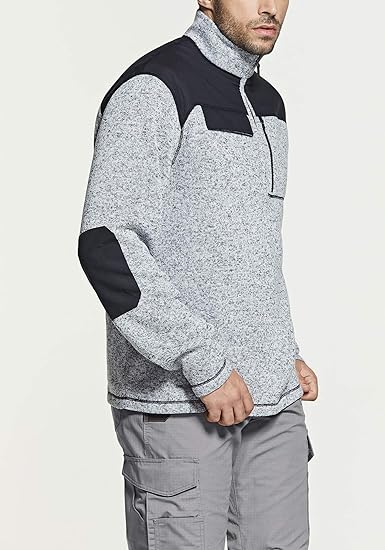 Half Zip Sweater Fleece Heather Grey Winter Warm Sweater - Image 3