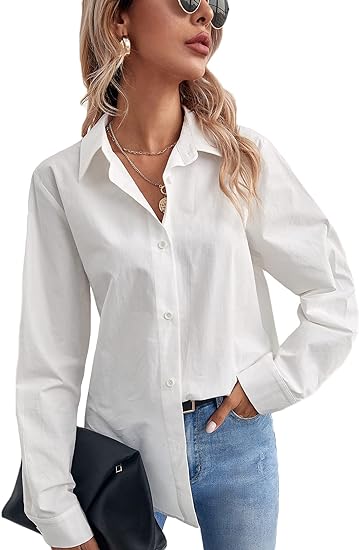 Womens Long Sleeve Button Down Workwear Blouse - Image 3