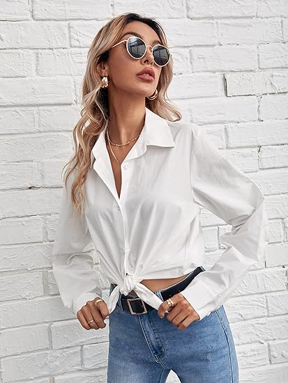 Womens Long Sleeve Button Down Workwear Blouse - Image 2