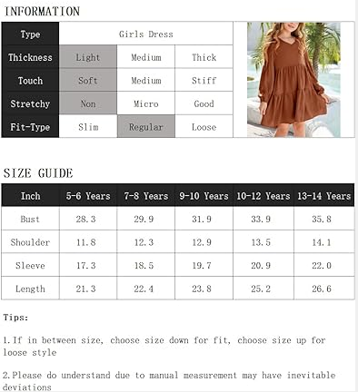 Girls Casual Tunic Dresses V Neck Long Short Dress - Image 2