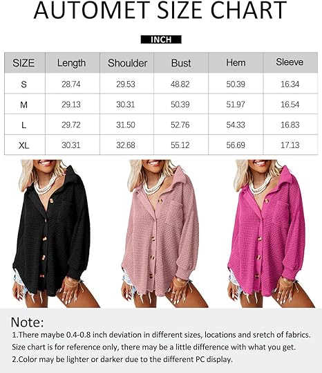 Trendy Waffle Knit Casual Jackets Button Down Flannel Shirts - Image 6