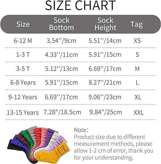 Girls Slouch Crew Socks Toddler Cotton Dress Sock 6-15 Years - Image 2