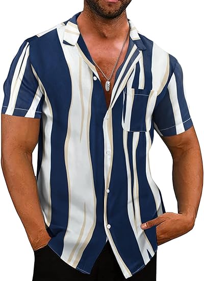 Casual Button Short Sleeves Floral Beach Shirts with Pockets - Image 4