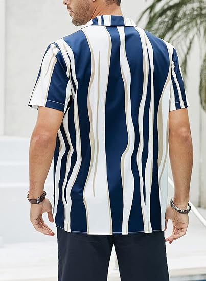 Casual Button Short Sleeves Floral Beach Shirts with Pockets - Image 3