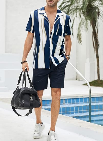 Casual Button Short Sleeves Floral Beach Shirts with Pockets - Image 2