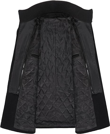 Wool Pea Coat Single Breasted Jacket Winter Warm Coat - Image 2