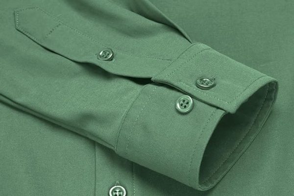Mens Muscle Slim Fit Stretch Long&Short Sleeve Button Shirt - Image 3