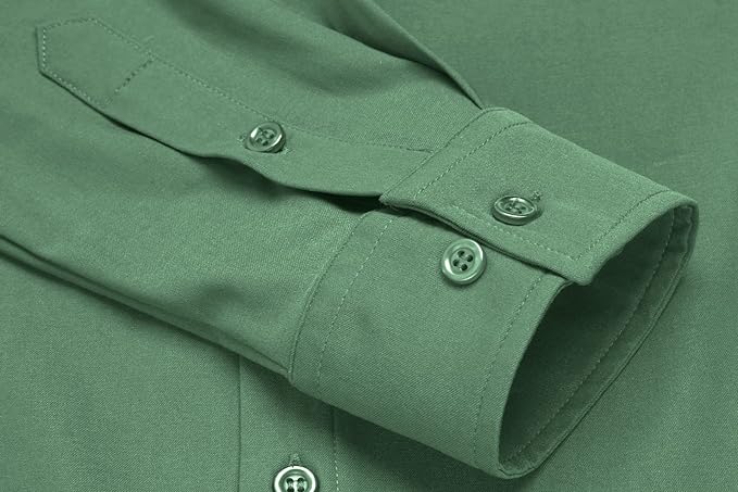 Mens Muscle Slim Fit Stretch Long&Short Sleeve Button Shirt - Image 3